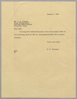 [Letter from D. W. Kempner to J. B. Ormond, January 2, 1954]