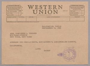 [Telegram from Daniel W. Kempner to Mary Jean Kempner, December 16, 1954]