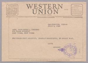 [Telegram from Mary Jean Kempner to Jeane Kempner, July 6, 1954]