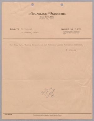 [Invoice for Transportation on O. L. Thorne's Account, March 1954]