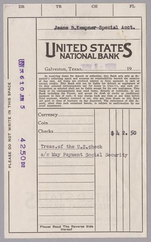 [Invoice for Check to United States National Bank, June 1954]