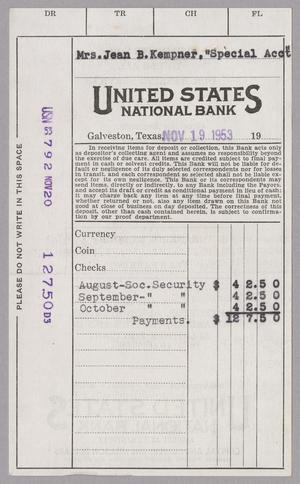 [Invoice for Payments for Social Security, November 1953]