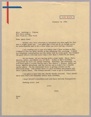 [Letter from Daniel W. Kempner to Mrs. Oakleigh L. Thorne, January 14, 1954]