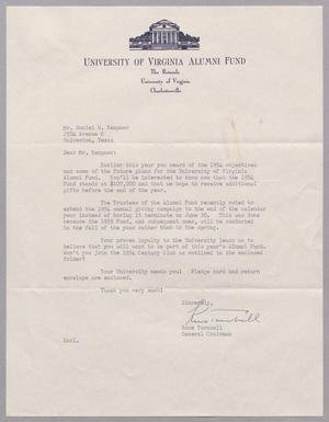 [Letter from the University of Virginia Alumni Fund to D. W. Kempner, 1954]