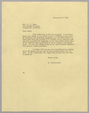 [Letter from Daniel W. Kempner to W. L. Gatz, December 8, 1955]