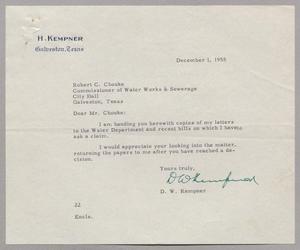 [Letter from Daniel W. Kempner to Robert C. Chouke, December 1, 1955]