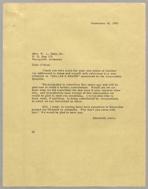 [Letter from Daniel W. Kempner to Mrs. W. L. Gatz, Sr., November 18, 1955]