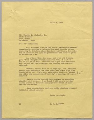 [Letter from Daniel W. Kempner to Charles J. Michaelis, Jr., March 8, 1955]