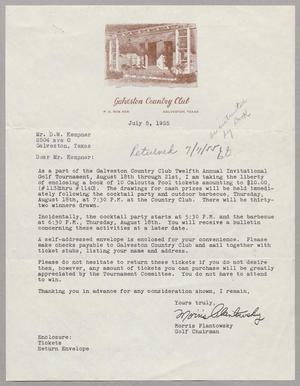 [Letter from Morris Plantowsky to Daniel W. Kempner, July 5, 1955]