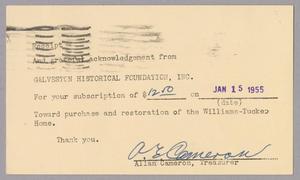 [Invoice for a Subscription from Galveston Historical Foundation, Inc., Jan 15, 1955]