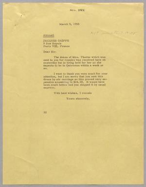 [Letter from Mrs. Daniel W. Kempner to Jacques Griffe, March 9, 1955]