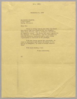 [Letter from Mrs. Daniel W. Kempner to Jacques Griffe, December 6, 1954]