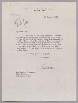 [Letter from The National Bank of Commerce to Daniel W. Kempner, January 20, 1955]