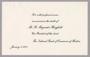 [Card from the National Bank of Commerce of Houston, January 2, 1955]