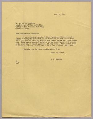 [Letter from D. W. Kempner to Walter L. Johnston, April 8, 1955]