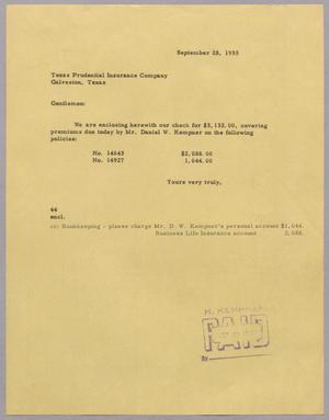 [Letter from A. H. Blackshear, Jr. to Texas Prudential Insurance Company, September 28, 1955, #2]