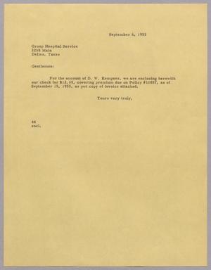 [Letter from A. H. Blackshear, Jr. to Group Hospital Service, September 6, 1955]