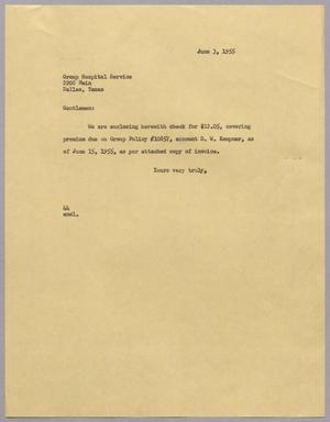[Letter from A. H. Blackshear, Jr. to Group Hospital Service, June 3, 1955]