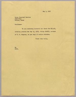 [Letter from A. H. Blackshear, Jr. to Group Hospital Service, May 3, 1955]