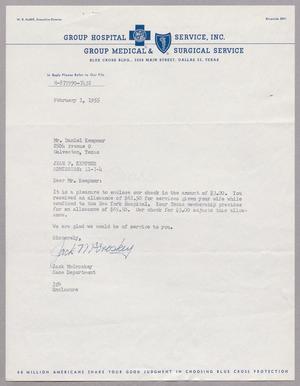 [Letter from Group Hospital Service, Inc to D. W. Kempner, February 1, 1955]