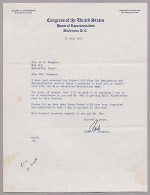 [Letter from Congress of the United States to Mrs. D. W. Kempner, July 15, 1955]