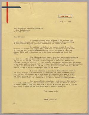 [Letter from Mrs. Daniel W. Kempner to Helene Kanzelefska, July 11, 1955]
