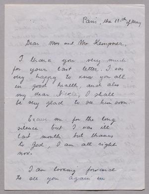 Primary view of object titled '[Handwritten Letter from Helene Kanzelefska to Mr. and Mrs. Kempner, May 11, 1955]'.