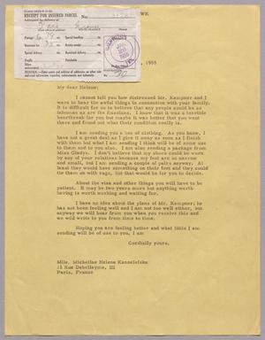 [Letter from Jeane Kempner to Micheline Hélène Kanzelefska, 1955]