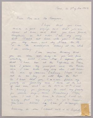 [Handwritten letter from Helene Kanzelefska to Mr. and Mrs. Daniel W. Kempner, November 3, 1954]
