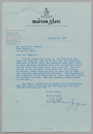 [Letter from Maison Glass to Daniel W. Kempner, January 5, 1955]