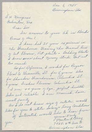 [Handwritten letter from Martin F. Mey to Daniel W. Kempner, December 6, 1955]