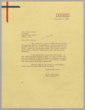 [Letter from Daniel W. Kempner to Lewis Curtis, December 8, 1955]