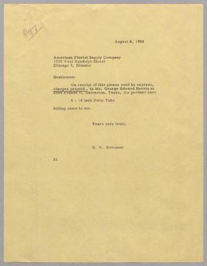[Letter from Daniel W. Kempner to American Florist Supply Company, August 8, 1955]