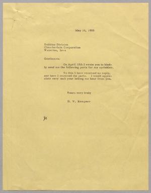 [Letter from D. W. Kempner to the Dobbins Division, May 10, 1955]