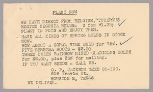 [Card from O. P. Jackson Seed Co. to Jeane Bertig Kempner, February 16, 1955]