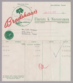 [Invoice for Items from Bradshaw's, January 20, 1955]