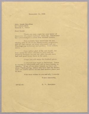 [Letter from Daniel W. Kempner to Rosie Hamilton, November 11, 1955]