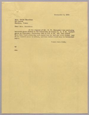 Primary view of object titled '[Letter from A. H. Blackshear, Jr. to Rosa Hamilton, November 4, 1955]'.