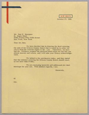 [Letter from A. H. Blackshear, Jr. to D. W. Kempner, October 27, 1955]