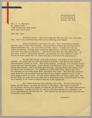 [Letter from A. H. Blackshear, Jr. to Daniel W. Kempner, October 24, 1955]