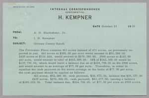[Message from A. H. Blackshear, Jr., to I. H. Kempner, October 21, 1955]