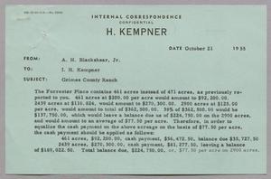 [Message from A. H. Blackshear, Jr., to I. H. Kempner, October 21, 1955, Copy 2]