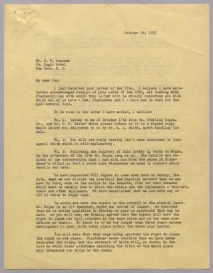[Letter from I. H. Kempner to D. W. Kempner, October 22, 1955]