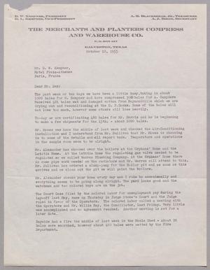 [Letter from A. J. Biron to Daniel W. Kempner, October 10, 1955]