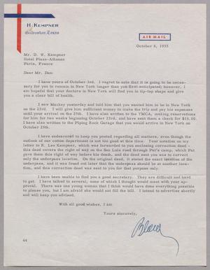 [Letter from A. H. Blackshear, Jr. to Daniel W. Kempner, October 8, 1955]