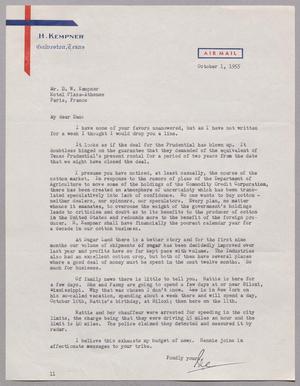 [Letter from Isaac H. Kempner to Daniel W. Kempner, October 1, 1955]