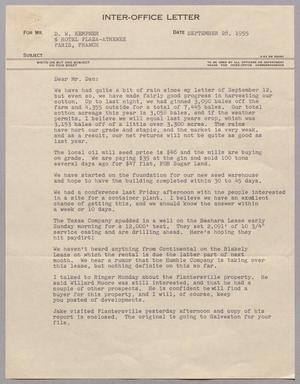 [Inter-Office Letter from Thomas L. James to Daniel W. Kempner, September 28, 1955]