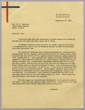 [Letter from A. H. Blackshear, Jr. to Daniel W. Kempner, September 26, 1955]