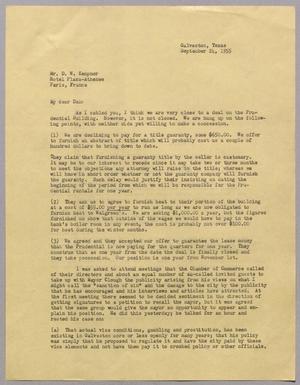 [Letter from Isaac H. Kempner to Daniel W. Kempner, September 24, 1955]
