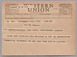 [Telegram to Kempner, September 21st, 1955]